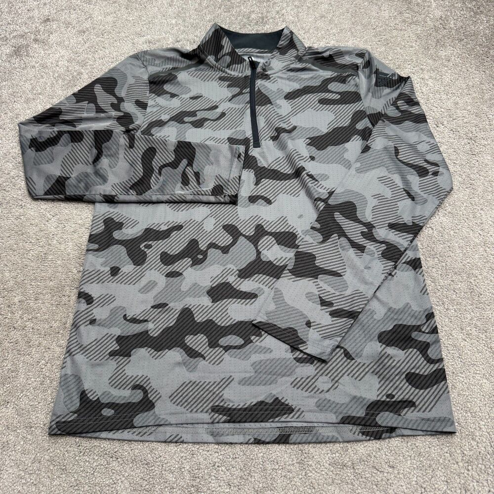 Adidas Climacool Camo 1/4 Zip Pullover Running Training Shirt Mens Medium Gray